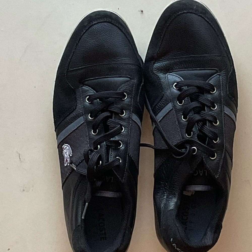 Lacoste Men's Black Leather Sneakers